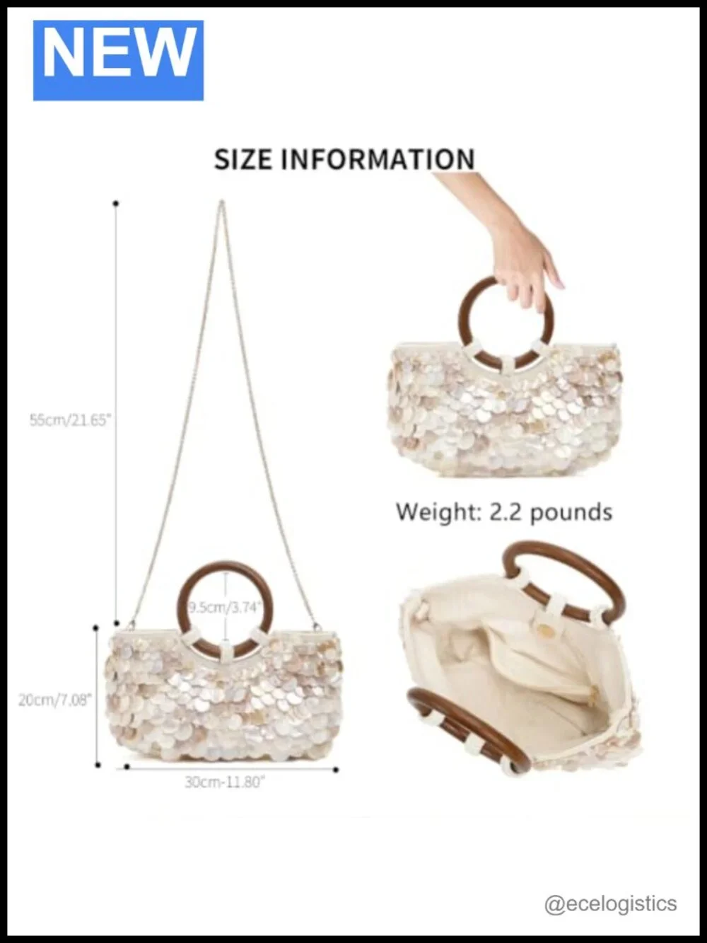 Handmade Shell Beaded Clutch Purse for Women Luxury Top Handle Bag Beach